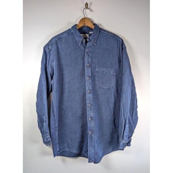 Vintage 90s LL Bean Men Button Down Shirt Size XL Tall Woven Heavy  Outdoors - Picture 1 of 6